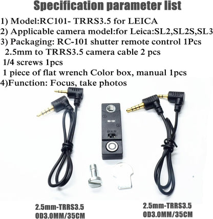for Leica SL2 SL3 SL2S The Camera Releases The Shutter Cord Remote Control RC101-sl2 Remote 1/4 Screw Fixing Small Release Button Handle、 Hand Handle, cage Accessories (RC101-SL2)