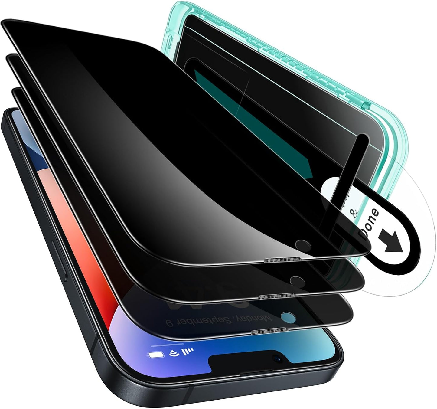 ESR 3 Pack for iPhone 16e/ iPhone 14/ iPhone 13/13 Pro Privacy Screen Protector, Anti-spy Tempered-Glass Privacy Screen Protector with Flawless Fit Tray