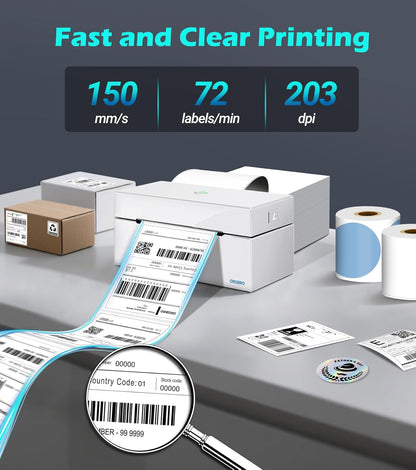 ORGBRO Bluetooth Thermal Shipping Label Printer, Z1-Plus Wireless 4X6 Shipping Label Printer for Small Business Office or Home Support iPhone Android Windows macOS Chrome Amazon Ebay Shopify USPS