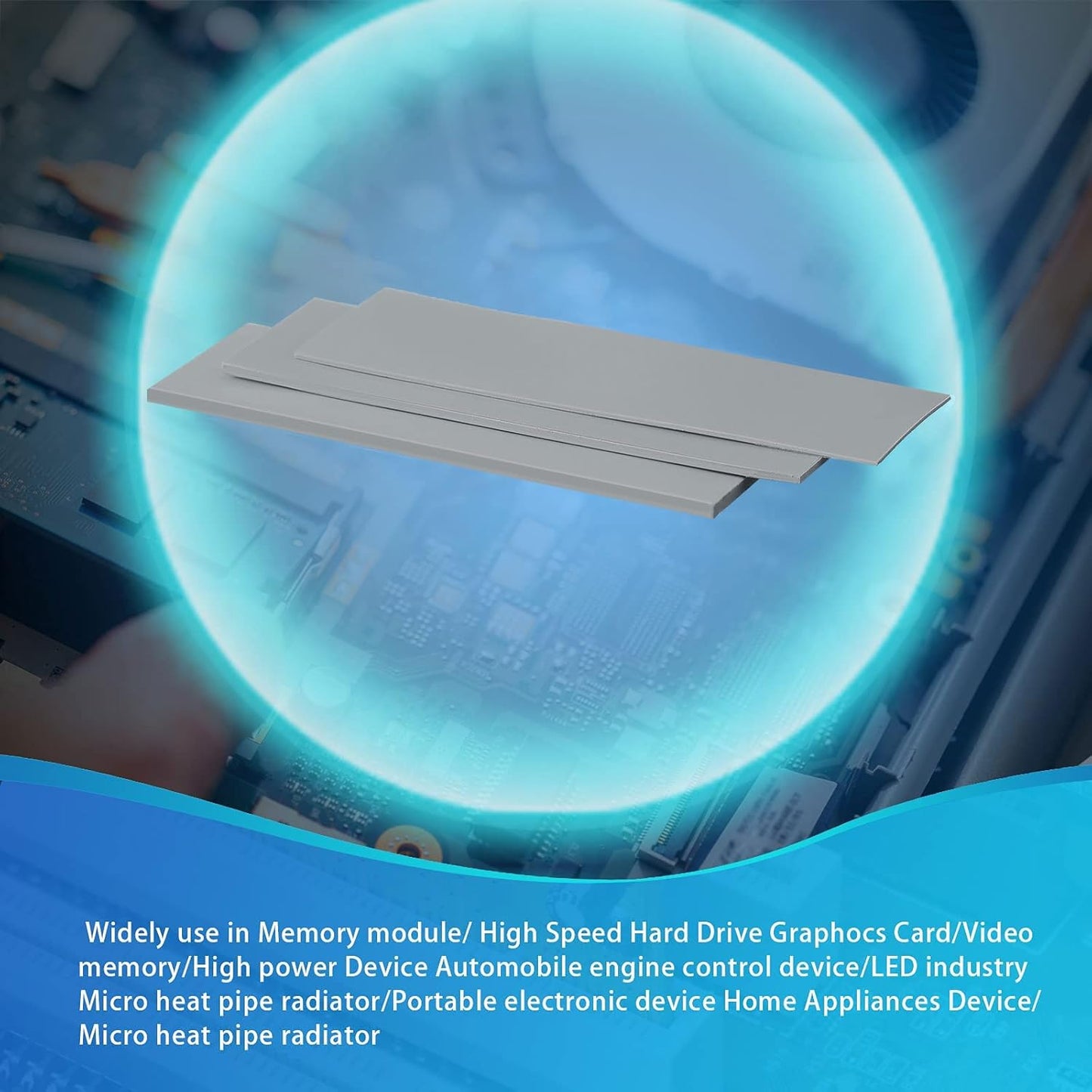 Outus 30 Pieces 2.6 x 0.8 x0.1 Inch Silicone Thermal Pad Reusable CPU SSD Thermal Conductive Silicone Pad Each Thick for Gpu Heatsink CPU Chip Heat Conduction or LED Heat Conduction(Dark Gray)