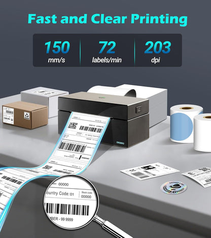ORGBRO Bluetooth Thermal Shipping Label Printer, Z1-Plus Wireless 4X6 Shipping Label Printer for Small Business Office or Home Support iPhone Android Windows macOS Chrome Amazon Ebay Shopify USPS