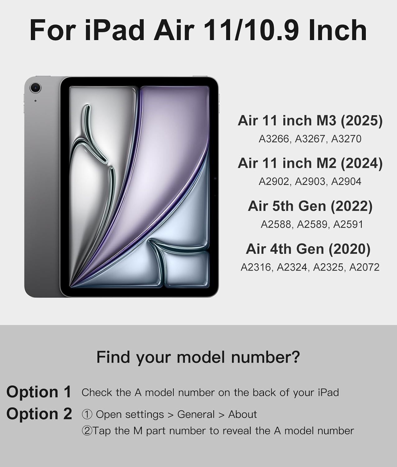 Compatible with iPad Air 11 Inch & Air 5th/ Air 4th Generation Case with Keyboard - Multi-Touch Trackpad, 7-Color Backlit, Detachable Folio Cover for Air 11-inch M3/M2 (2025/2024) (Black)