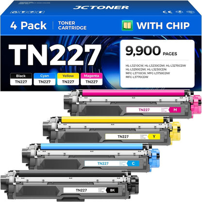TN227 Toner Cartridge Set 4-Pack Replacement for Brother TN-227 TN223 Compatible with Color HL-L3270CDW HL-L3210CW MFC-L3770CDW HL-L3290CDW MFC-L3750CDW L3710CW HL-L3230CDW L3230CDN Printer Ink Black