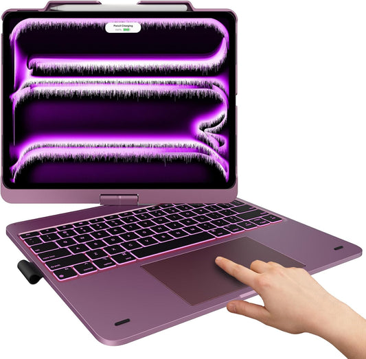 typecase Touch Case with Keyboard for iPad Pro 13-inch(M4, 2024), iPad Air 13-inch(M3, 2025/M2, 2024) & iPad Pro 12.9(6th/5th/4th/3rd Gen), Trackpad, 360° Rotatable, 11-Colors Backlit, Soft Purple
