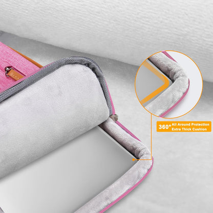 MOSISO 360 Protective Laptop Case 13.3 inch, 13-13.3 inch Laptop Sleeve Compatible with MacBook Air/Pro 13 / Pro 14,HP Dell Acer ASUS,Side Open Carrying Case with 4 Zipper Pockets&Handle, Rose Red