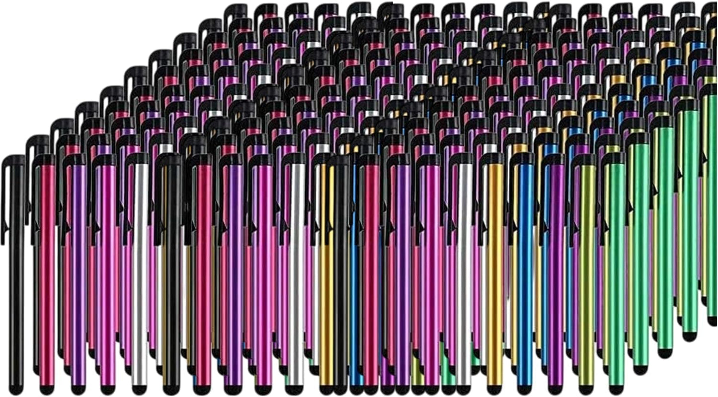 Stylus Pens for Touch Screens, 300 Pieces Stylists Pack Universal Colorful Long Metal, Touch Screen Pens for iPad, iPhone, Android, Galaxy, Chrome Book, Tablets, Assorted Colors All Touch Devices - 4"