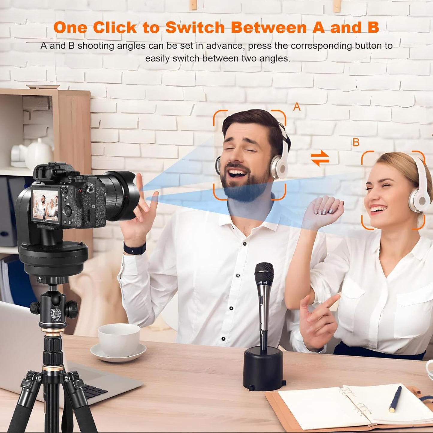 Soonpho M2 Motorized Rotating Panoramic Tripod Head, Remote Control Pan Tilt Head with Remote Control and Mobile Phone Clip for DSLR Cameras, Camcorders, Smartphones, Tripod,