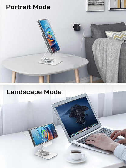 Compatible with MagSafe Charger, 15W MagSafe Charger Stand, 360°Rotation Base Adjustable Foldable Wireless Charger for Samsung Galaxy S25 Ultra/Z Fold7/Flip7/iPhone 16/Pixel 10 Pro/Pixel 10 Pro Fold