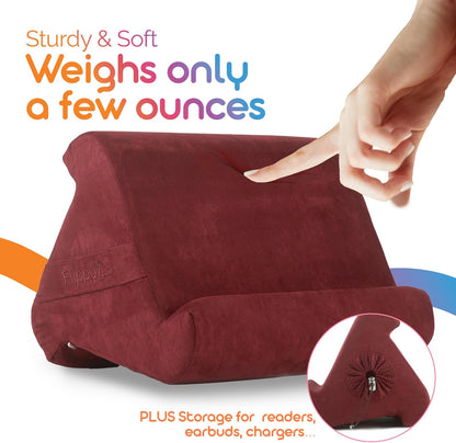 Flippy Tablet Pillow Stand - Cushion Tablet Stand & Holder, Bed Support for Lap and Desk, Compatible with Phone & Book Reading: Kindle, iPad Pro, iPhone & Samsung - Nebbiolo
