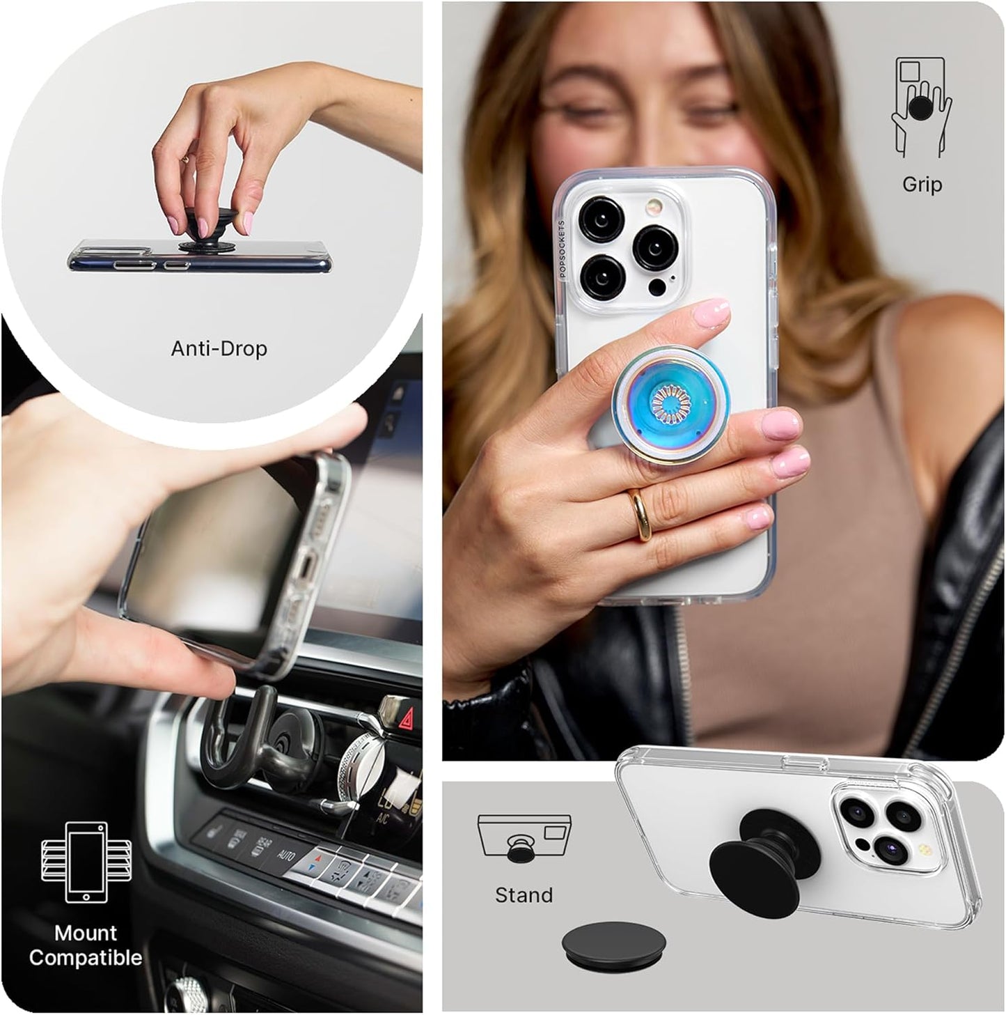 PopSockets Phone Grip with Expanding Kickstand, Adhesive Grip, Cute PopSockets - Blanc Fresh