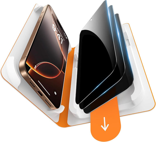 3-Pack Privacy Screen Protector for iPhone 16 Pro Max 6.9 Inch,Military-Grade Shatterproof Anti-Spy HD Tempered Glass with Installation Tray,Dust and Bubble Free ,9H Hardness,Anti - Fingerprint
