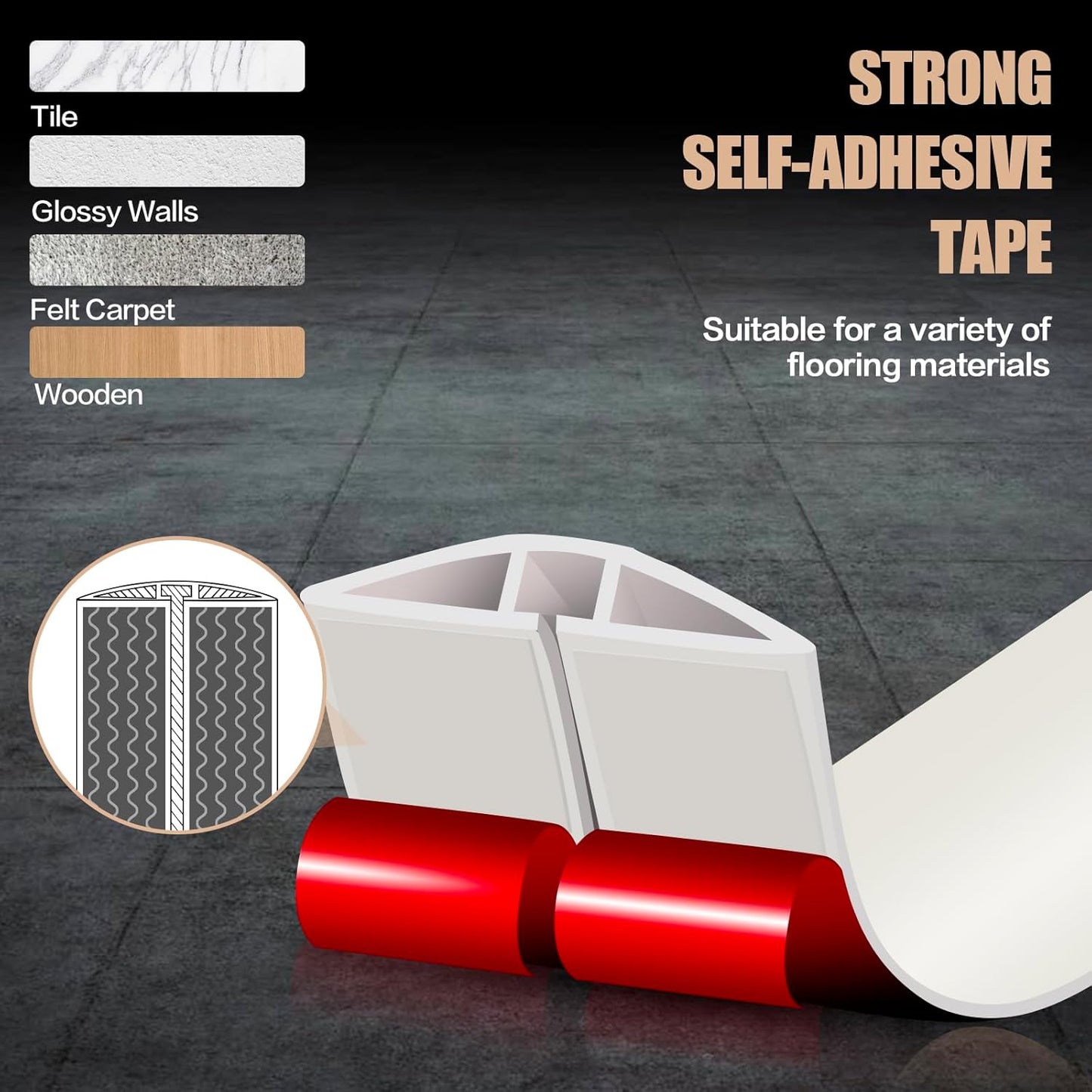 Floor Cord Cover Cable Cavity Self Adhesive Cord Hider Floor Floor Cable Management Power Cord Protector Floor Electric Cord Covers for Offices, Gym, Exhibitions (Beige, 2.36" x 3.3')