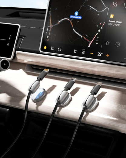 6 Pack Magnetic Cable Clips, Adjustable Cord Holder for Under Desk Cable Management, Adhesive Charger Wire Organizer Keeper for Home Office Desk Phone Car Wall Desktop Nightstand (Gray)