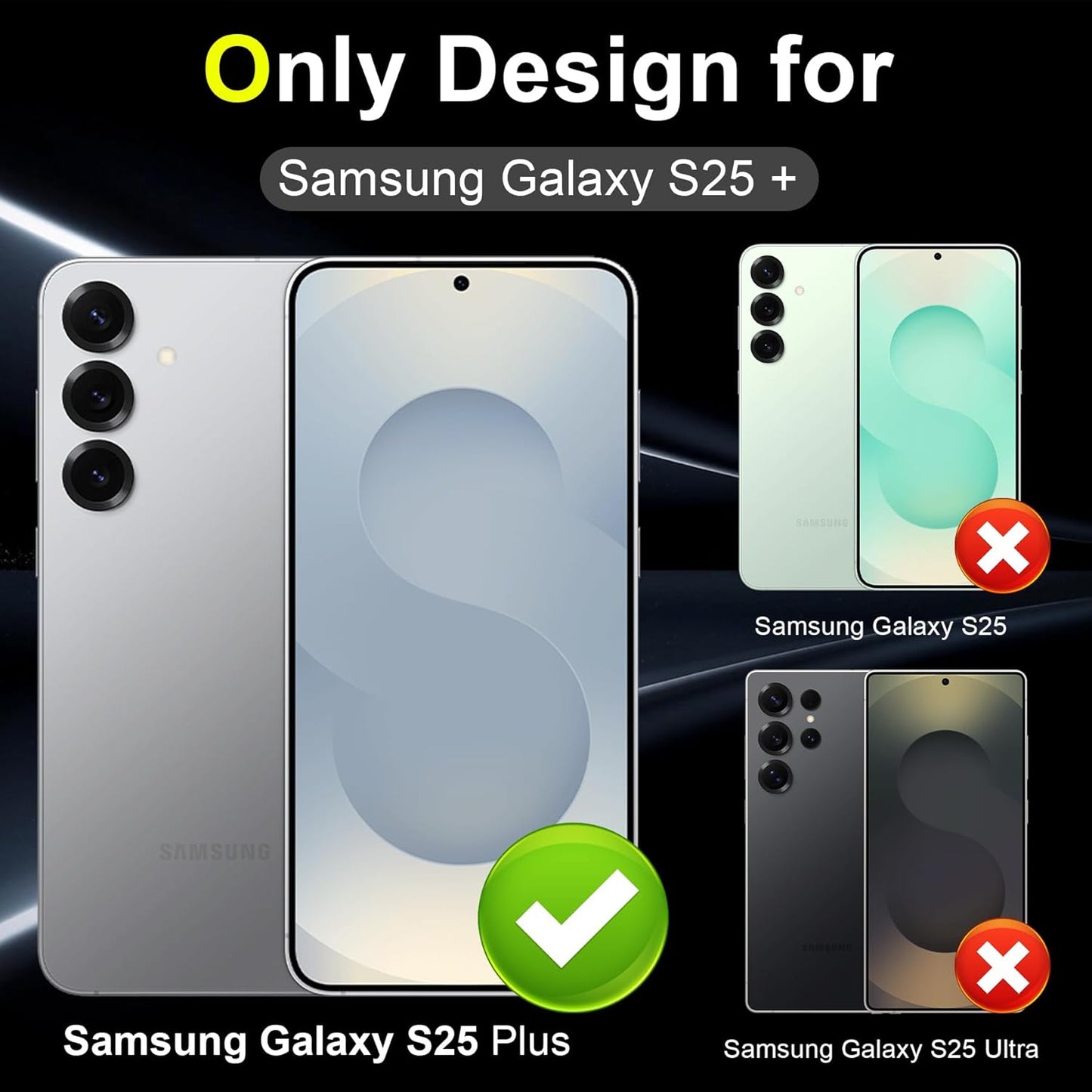 YWXTW Camera Lens Protector for Samsung Galaxy S25+ Plus Accessories [1:1 Fit & Ultra Clarity] 9H Tempered Glass Metal Individual Ring Camera Cover Screen Protector, Case Friendly (Green)