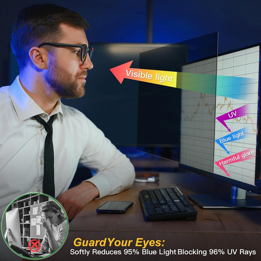 Magnetic 23 Inch Privacy Screen for Computer Monitor 16:9 Widescreen Desktop PC, 23in Hanging Removable Anti Blue Light Glare Eye Protection Shield, Screen Protector Panel