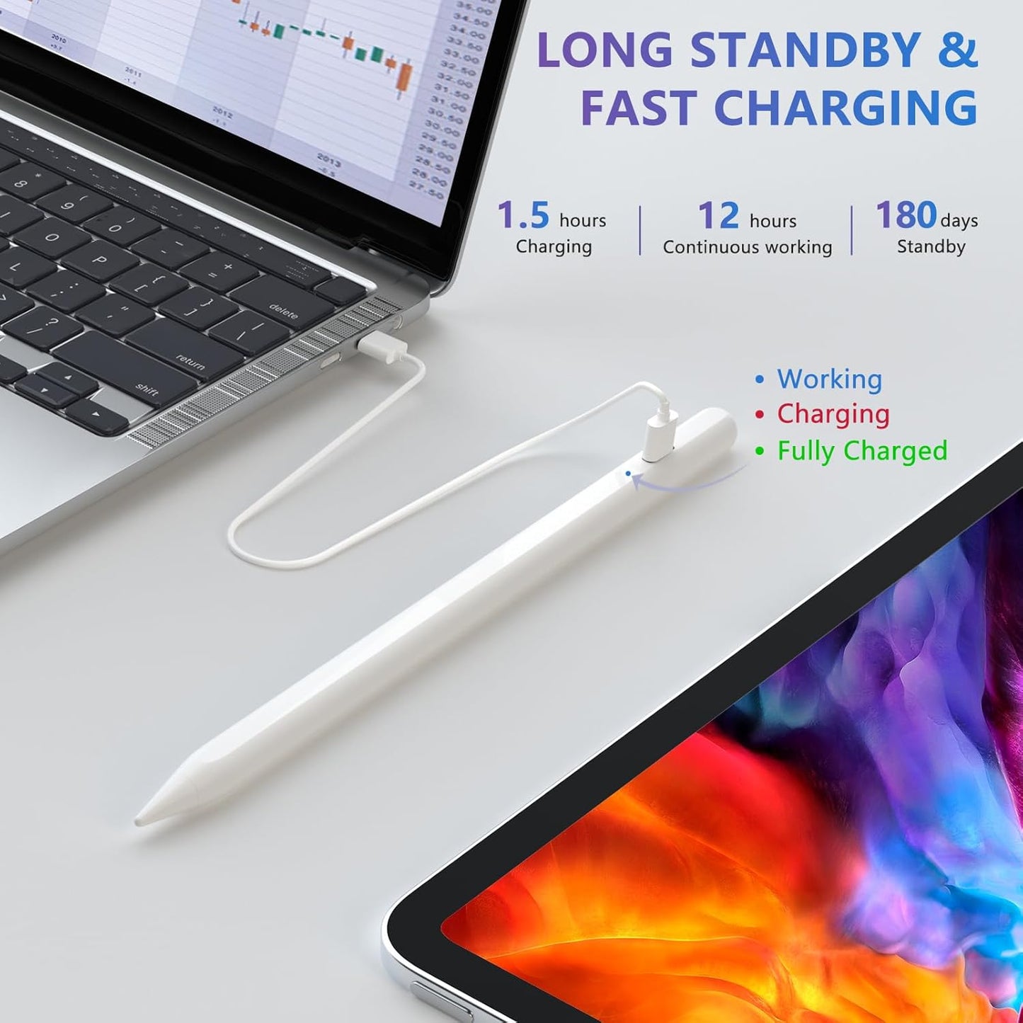 Stylus Pen for iOS&Android Touch Screens, Active Pencil for Samsung, Smart Digital Stylus Pens for Lenovo/Vivo/Mi/HUAWEI and Other Tablets, iPhone/Samsung/Google Pixel Smart Phones for Drawing&Writing