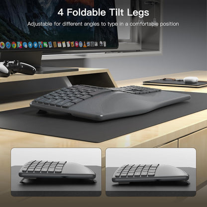 Ergonomic Wireless Keyboard with Wrist Rest, 2.4G Full Size Split Ergo Keyboard with Wave Keys, Comfortable Natural Typing for Windows Computer Desktop Laptop