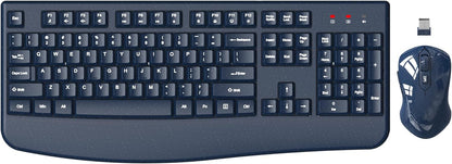 Wireless Keyboard and Mouse Combo, EDJO 2.4G Full-Sized Ergonomic Computer Keyboard with Wrist Rest and 3 Level DPI Adjustable Wireless Mouse for Windows, Mac OS Desktop/Laptop/PC(Galaxy Blue)