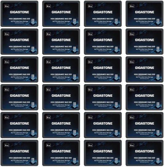Gigastone 4TB NAS SSD Drive (24-Pack) 24/7 Durable High Endurance RAID Data Storage Network Attached Storage 2.5" SATA Internal Solid State Hard Drives