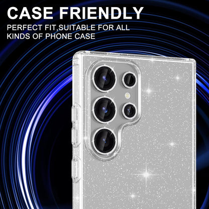 for Samsung Galaxy S25 Ultra Camera Lens Protector, Individual Metal Ring Tempered Glass Lens Cover, [Strong Adsorption] Scratch Resistant Ultra-Thin HD Clear Lens Cover, 1 Set-Silvery Sparkly