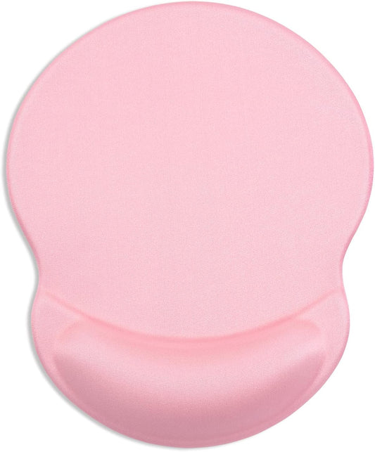 ITNRSIIET Ergonomic Mouse Pad with Gel Wrist Support Small Wrist Rest Smooth Surface Non-Slip PU Base Comfortable Office Supplies Pain Relief, 8.7 x 7.2 inches, Pink