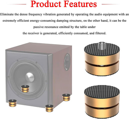 Audiocrast HiFi Speaker Spikes Stand Feet Shock Absorber Feet Pads Isolation Feet 40mm×23mm Aluminum with Balls for Audio Speaker Subwoofer CD DVD Amplifier Turntable DAC