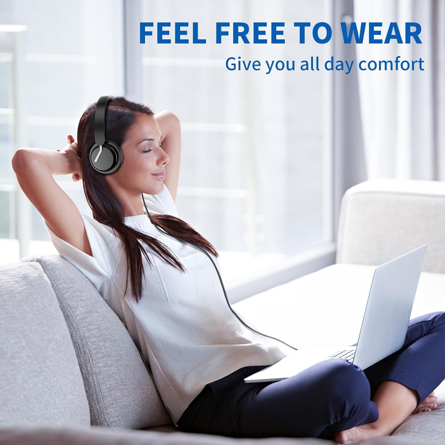 USB Headset with Microphone for PC, Computer Headset with Noise Canceling Microphone for PC Laptop, in Line Mute Controls, Wired Headset for Work from Home/Office/Call Center/Teams/Zoom