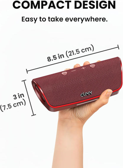 Cleer Scene Wireless Bluetooth Speaker, Stereo Wireless Pairing, Waterproof IPX7, 12Hrs Play time, Deep Bass, Built-in Mic, Powerful Portable Speakers, for Outdoor & Party, Home,Red