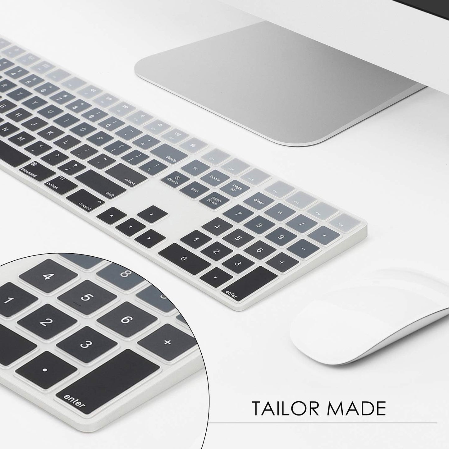 Allinside Ombre Gray Cover for Apple iMac Magic Wireless Keyboard with Numeric Keypad MQ052LL/A A1843 US Layout