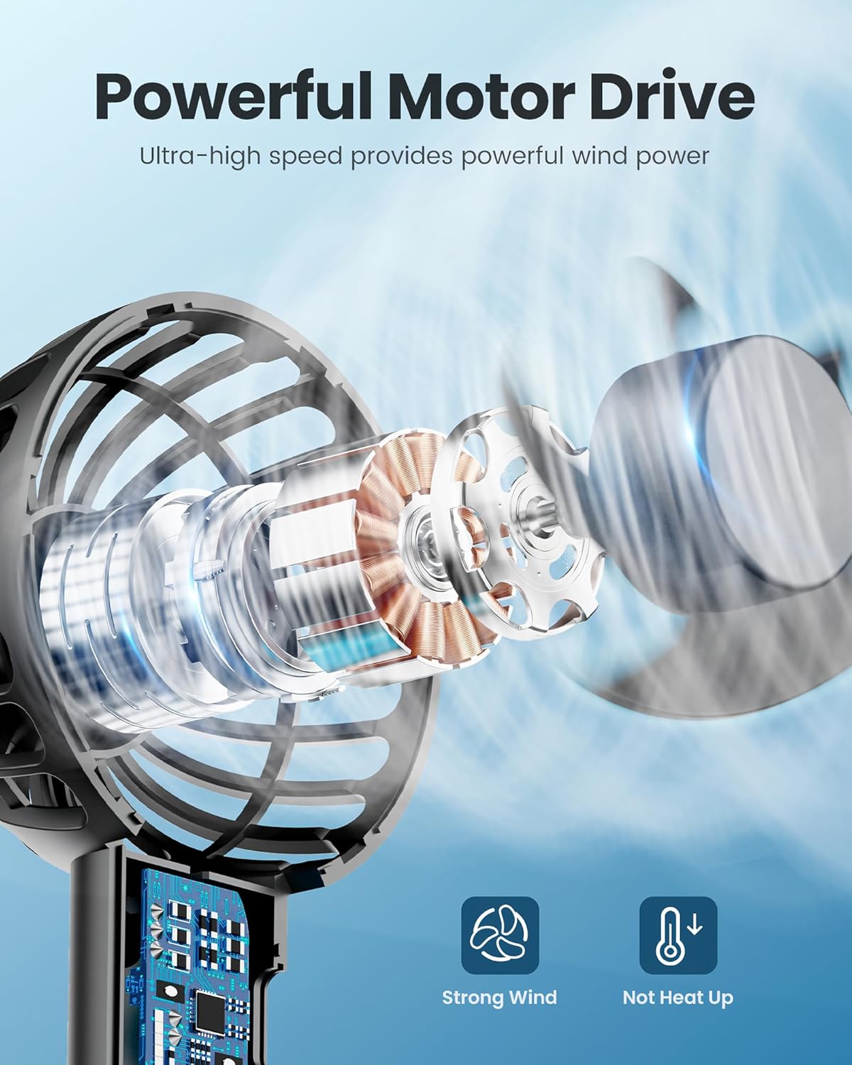 Gaiatop Mini Portable Fan, Small and Powerful, Cute Design 3 Speed Personal Handheld fan and Desktop with Base, Lightweight USB Rechargeable for Travel Lash Makeup Girl Women Summer Gift Black