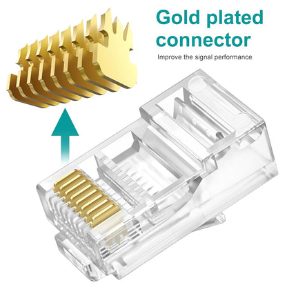100-Pack Cat 6 Pass Through RJ45 Connectors with RJ45 Boots Cover (Cat6 Connector/ Cat5e Connector/Ethernet Ends/Cat 6 Ends/ RJ45 Modular Plugs) for Solid or Stranded UTP Cable