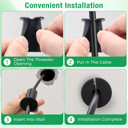 2pc Starlink Cable Grommet 1" Silicone Waterproof Wall Hole Pass Through Split Cable Bushings for TV Wire Ethernet Cord, Starlink Cable Routing Kit Accessories, 38mm/1.5" Ht, Black