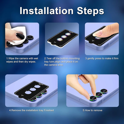 for Samsung Galaxy A35 5G Camera Lens Protector, Individual Metal Ring Tempered Glass Lens Cover, [Strong Adsorption] Scratch Resistant Ultra-Thin HD Clear Lens Cover, 1 Set-Purple