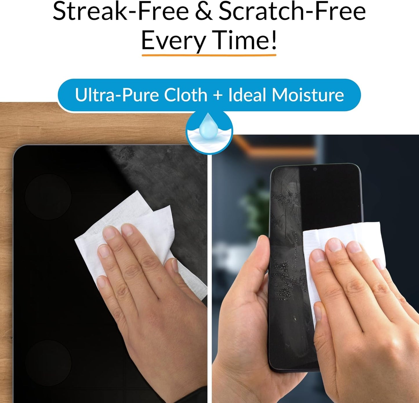 iCloth Large Screen Cleaning Wipes for Electronics, Lint-Free and Streak-Free, Fast-Drying, Removes Dust, Fingerprints, and Smudges (500 Wipes)