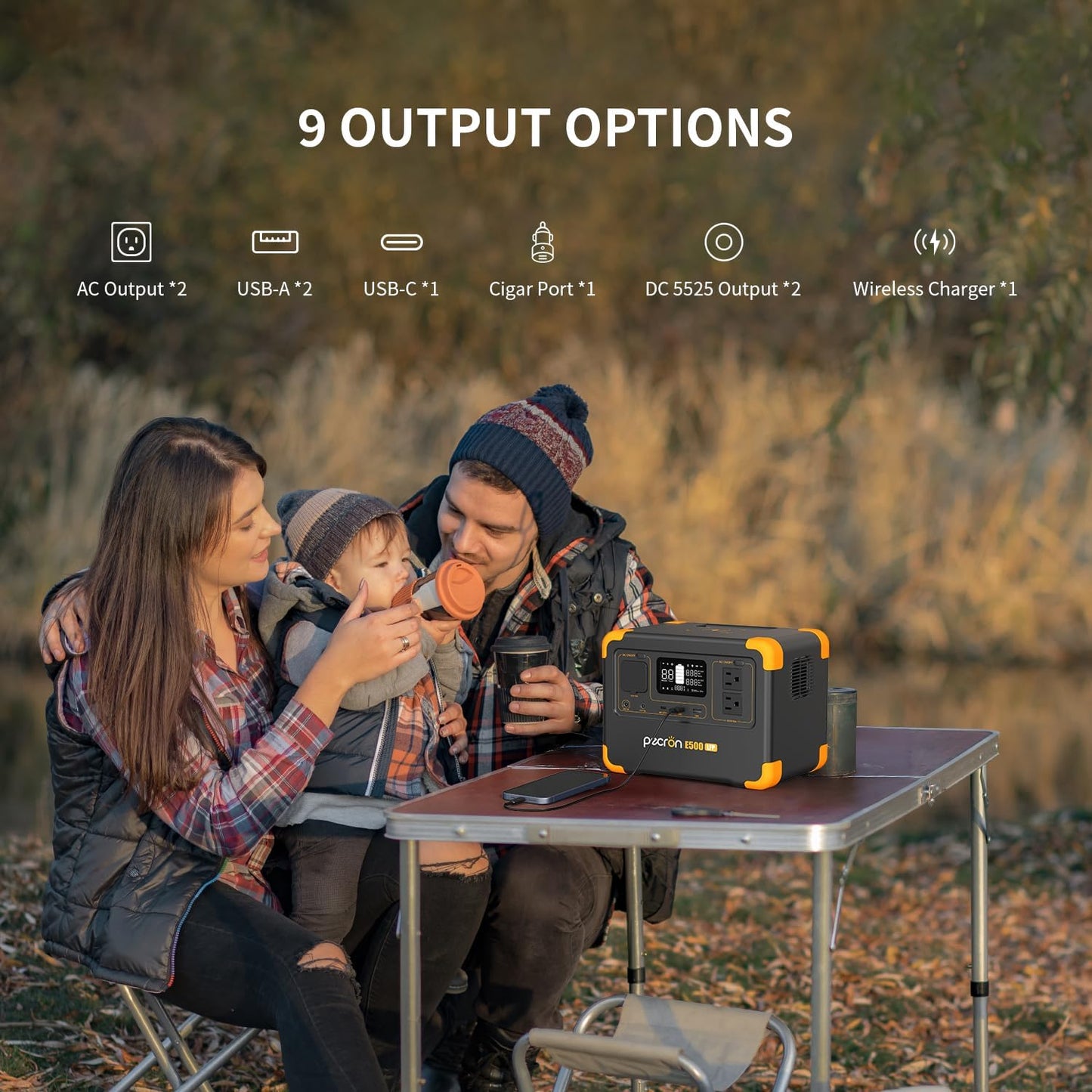 Pecron E500LFP Portable Power Station, 576Wh LiFePO4 Battery, 600W AC Outlets Solar Generator, Fast Charging Power Station for Home Use, RV, Camping, CPAP, Emergencies