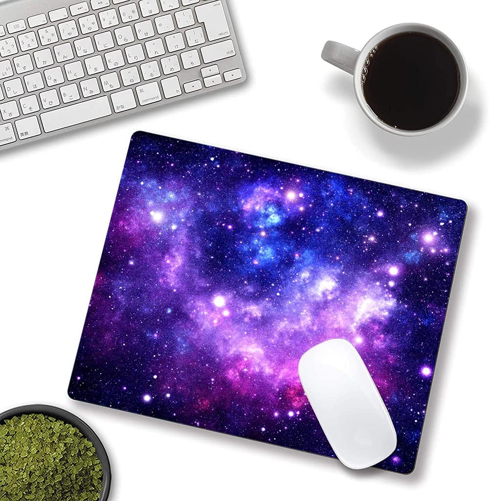 Mouse Pad, Galaxy Mouse Pad Custom Design, Square Waterproof Mouse Pad Non-Slip Rubber Base MousePads for Office Laptop, 9.5"x7.9"x0.12" Inch(Purple Blue Galaxy)
