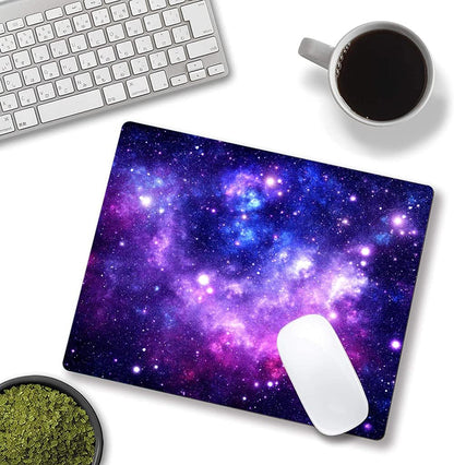 Mouse Pad, Galaxy Mouse Pad Custom Design, Square Waterproof Mouse Pad Non-Slip Rubber Base MousePads for Office Laptop, 9.5"x7.9"x0.12" Inch(Purple Blue Galaxy)