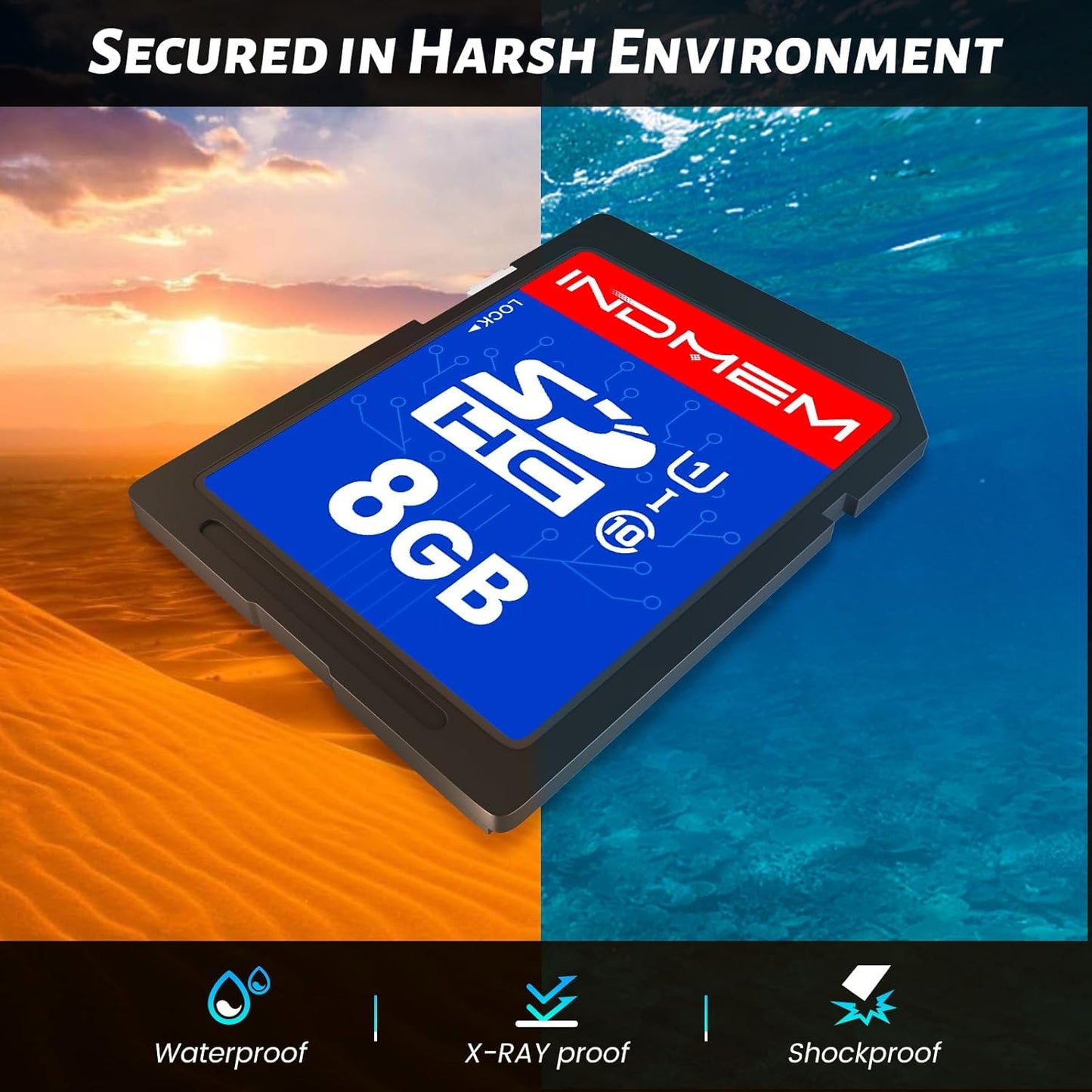 INDMEM SD Card 8GB, 8 Packs Class 10 8GB Flash Memory Card MLC Standard Secure Digital Cards Camera Card