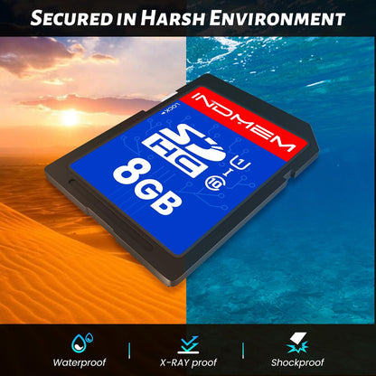 INDMEM SD Card 8GB, 8 Packs Class 10 8GB Flash Memory Card MLC Standard Secure Digital Cards Camera Card