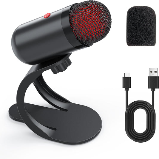 LIANGSTAR USB Computer Microphone, Podcast Mic Desktop with Mute Button for Recording Streaming, Color Change, Omnidirectional Condenser, Plug and Play with Stand for PC, Laptop, Mac, YouTube