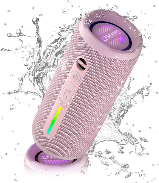 OHAYO Portable Bluetooth Speaker, IPX7 Waterproof Wireless Speaker with 24W Stereo Sound, Active Extra Bass, Bluetooth 5.3, RGB Lights, Up to 30H Playtime for Home, Outdoor, Party, Travel