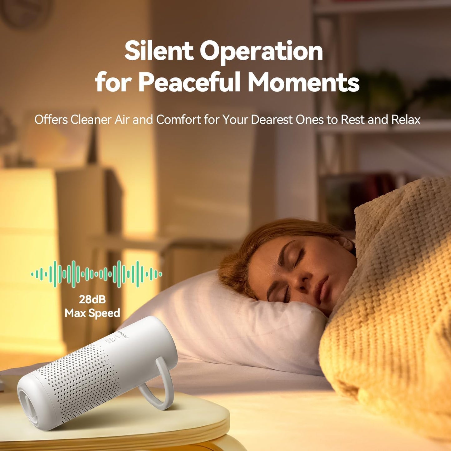 Car Air Purifier, Cordless Portable Air Purifier for Car, Office, Small Room with True HEPA Filter, Travel Air Purifier for Smoke, 0dor & Dust with Aroma Chamber(White)