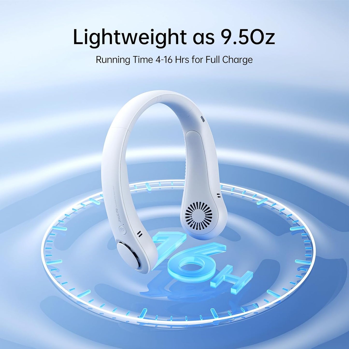 JISULIFE Portable Neck Fan, Hands-Free Bladeless, 5 Speeds, 4000 mAh Battery Operated Wearable Personal Fan, Twistable, Rechargeable, Gift for Women Men-Grey