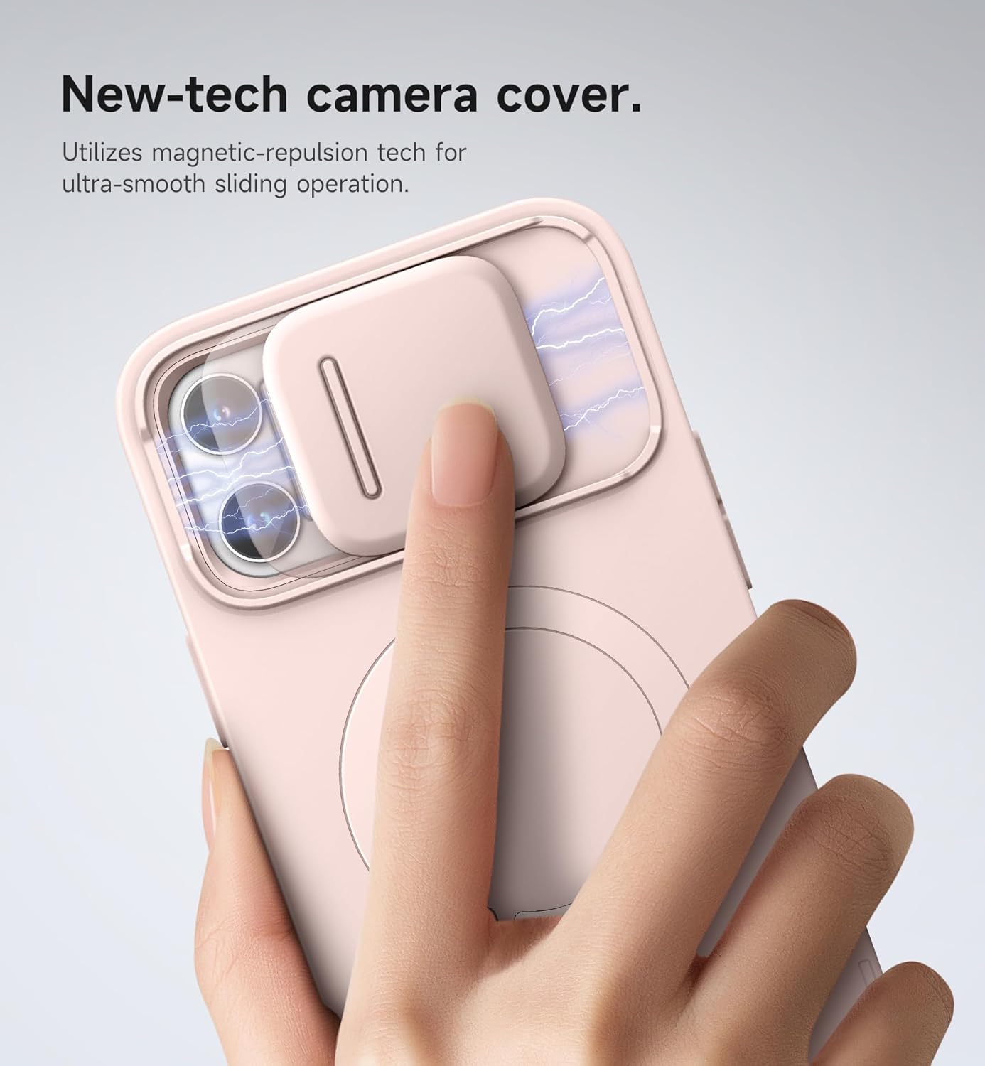 SURITCH for iPhone 13 Pro Max/12 Pro Max Case with Magnetic Camera Slide Cover and Adjustable Kickstand, Compatible with MagSafe, Shockproof Bumper Case Slim Protective Cover 6.7 Inch, Pink