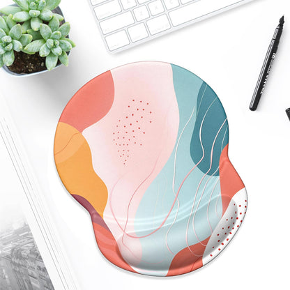 ITNRSIIET Ergonomic Mouse Pad with Gel Wrist Support Small Wrist Rest Smooth Surface Non-Slip PU Base Comfortable Office Supplies Pain Relief, 8.7 x 7.2 inches, Art Style Pattern