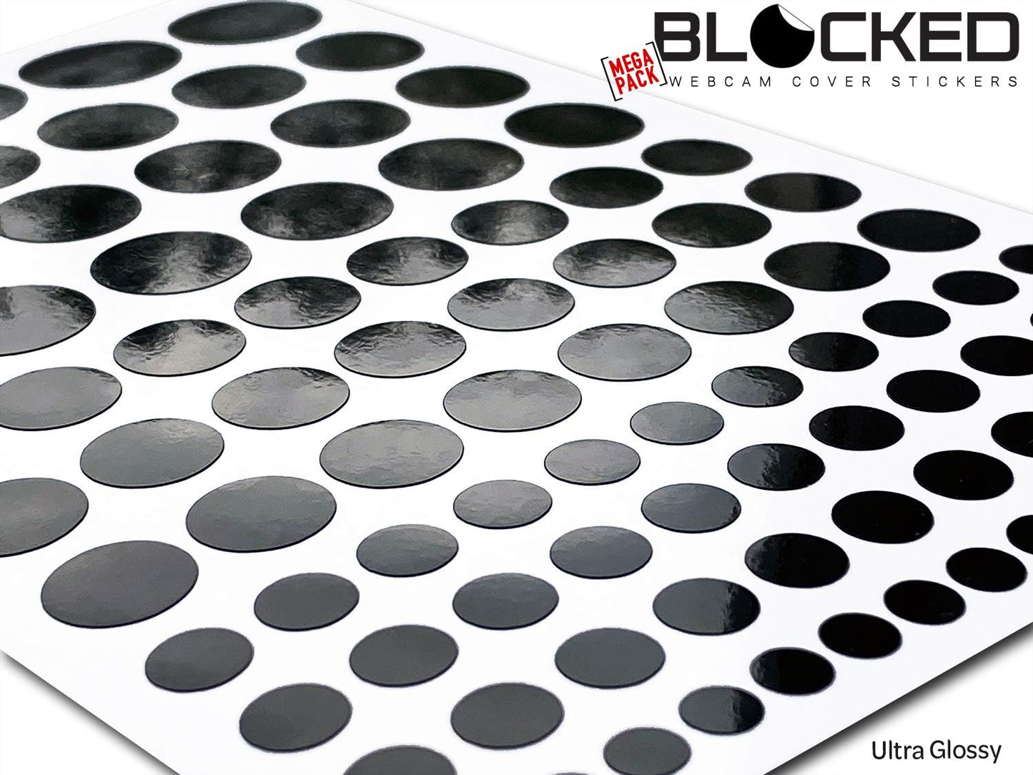 Stackable Webcam/Camera Vinyl Covers | 95 Low-Tack Restickable Webcam Stickers | 5-Sizes | Black 95-Pack (Ultra Glossy)