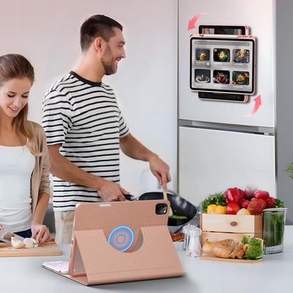 OYEEICE Keyboard Case for iPad Pro 12.9 inch 6th Gen 2022, 5th 2021, 4th 2020, Rotating Detachable Clear Cover with 7 Colorful Backlit Keyboard Wireless, Pencil Holder, Auto Wake/Sleep - Pink