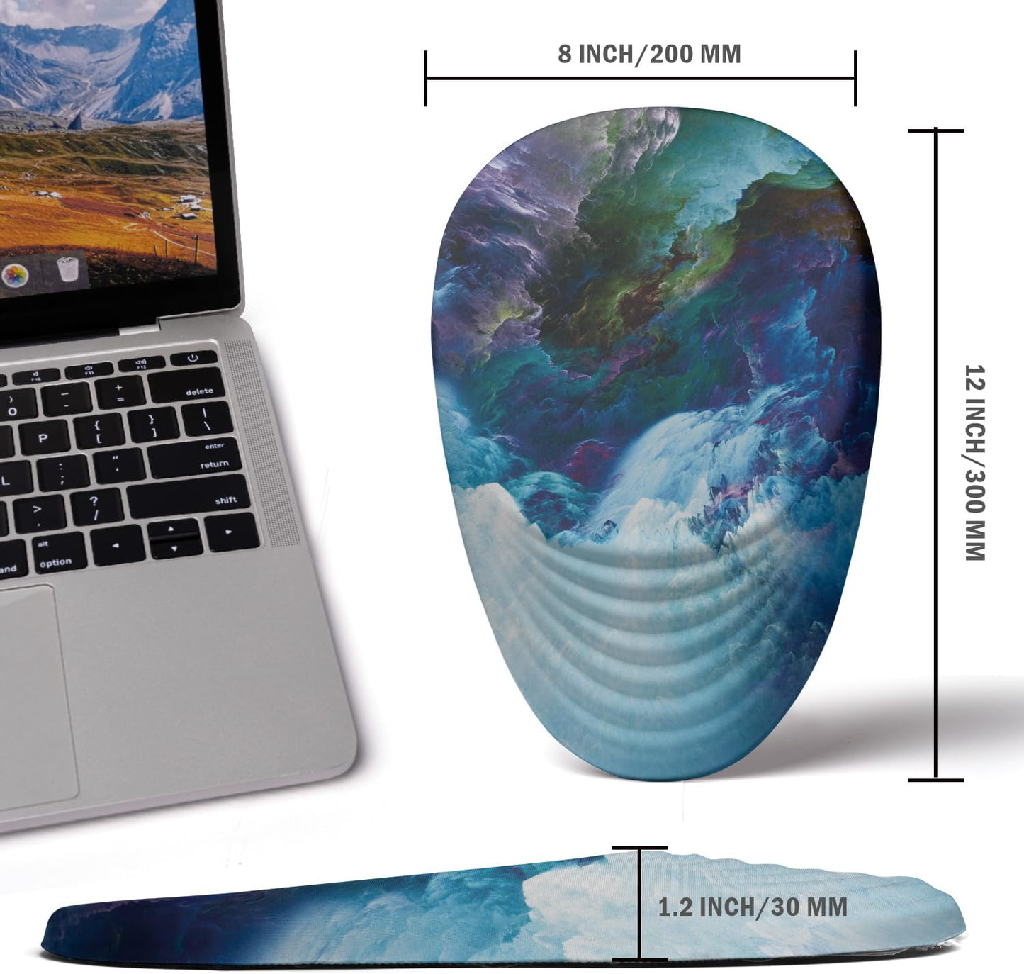 Ergonomic Mouse Pad with Wrist Rest Support,Mousepad Relief Carpal Tunnel Pain, Entire Memory Foam Mouse Pad with Non-Slip PU Base, Wireless Mouse Pad,Falls Dazzling Galaxy