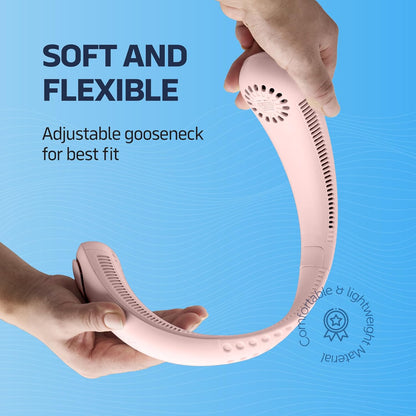 Portable Neck Fan -3 Speed Rechargeable Bladeless Neck Cooler, Pink Comfortable Lightweight, Personal Neck Fan For Women & Men Modern Design, Great Cooling Fan For Travel, Outdoors & Sports