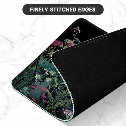 ITNRSIIET Mouse Pad with Stitched Edge Premium Textured Smooth Precise Operation Waterproof Washable Non-Slip Rubber Base Desktop Protection Mat, 10.2×8.3×0.12 inches, Pretty Flowers